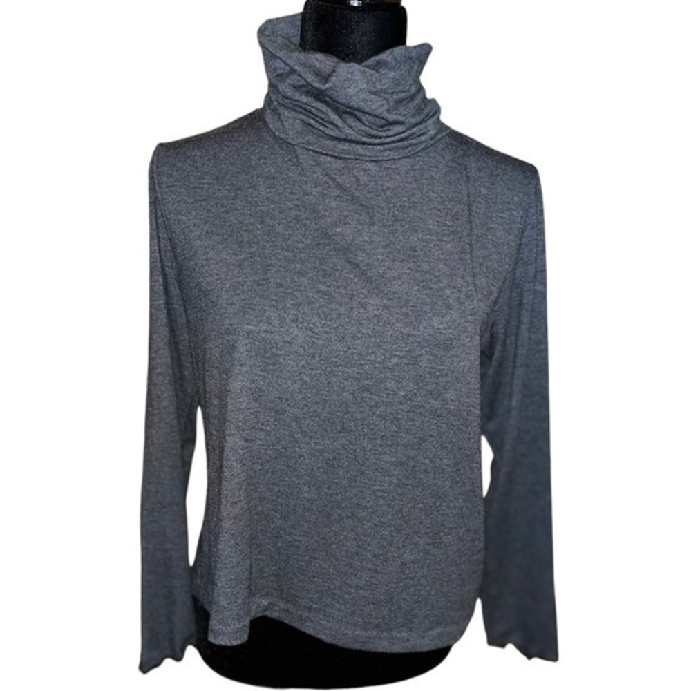 Comfy USA Desigual Cowl & Turtlenecks Dark Gray Crop Top Size S